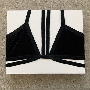 Black velvet strappy bralette